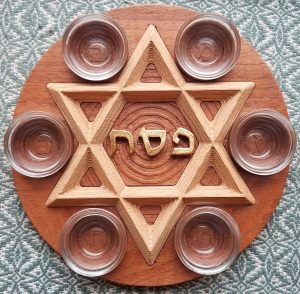 Cherry Seder Plate with Maple Magen David and Gold Leaf